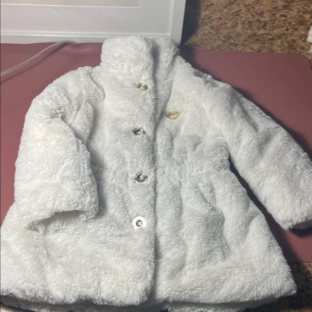 KIDS 👧Juicy Couture White Fuzzy Kids Puffer Jacket